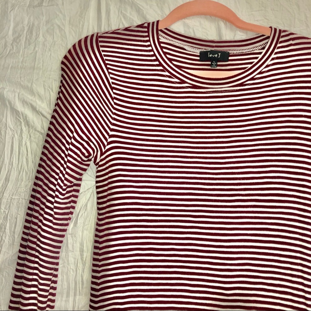 Burgundy and white stripped dress